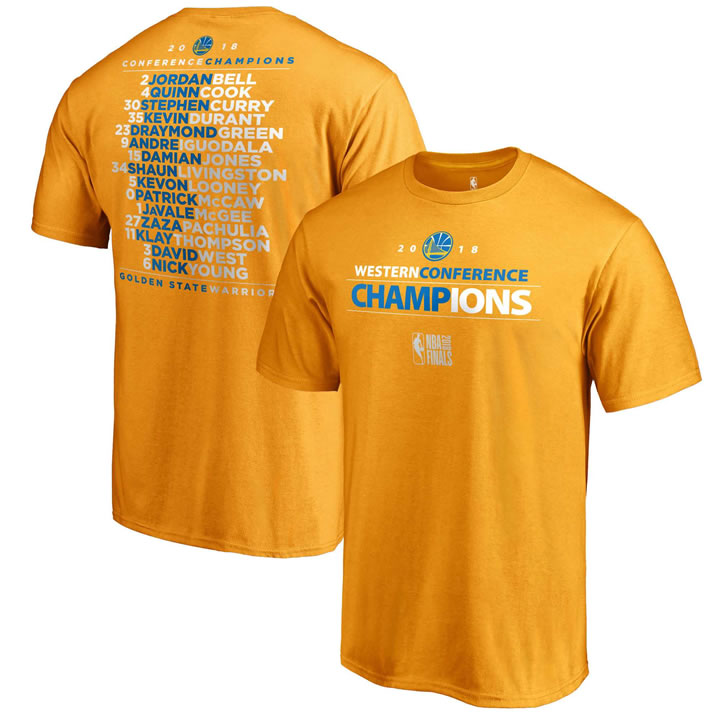 Golden State Warriors Fanatics Branded 2018 Western Conference Champions Backcourt Roster T-Shirt Gold,We sell and wholesale Golden State Warriors Fanatics Branded 2018 Western Conference Champions Backcourt Roster T-Shirt Gold on line form chian!